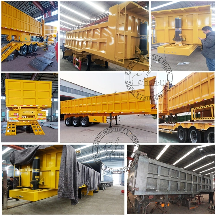 Tandem Tipping Hydraulic Transport Coal Sand Stone Rocks Dumper Semi Truck Trailers Long Vehicle